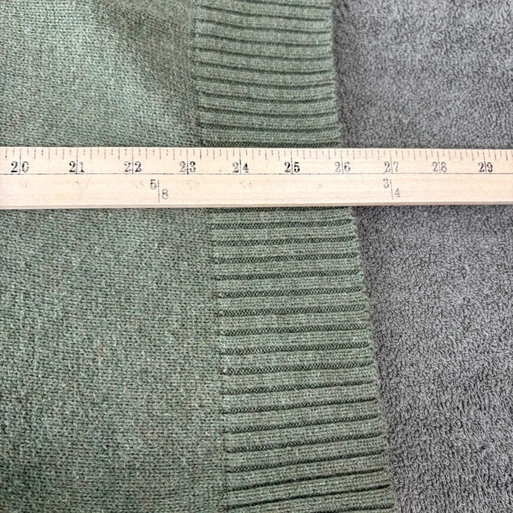 Polo Ralph Lauren Sweater Men Medium Green Button Mock Neck Cotton Knit Pullover